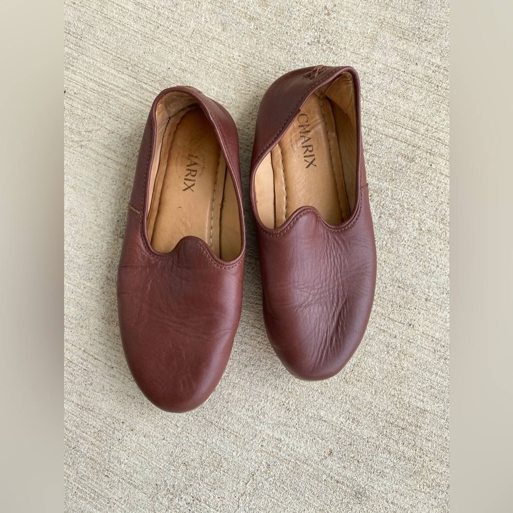 Charix Handmade Camel Turkish Loafers, Size 5